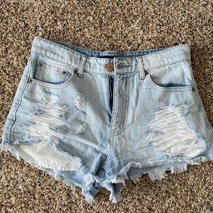 Hi rise denim shorts